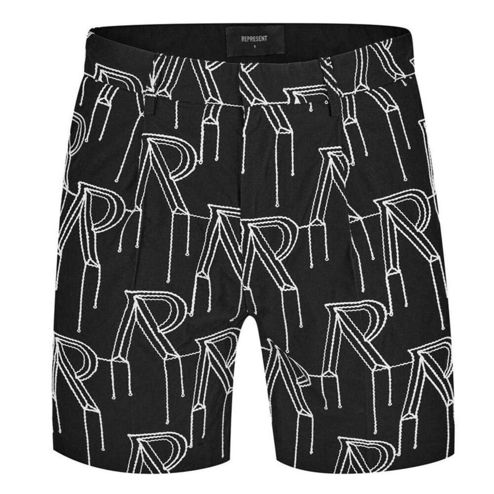 Represent Mens Monogram Tailored Shorts / Black